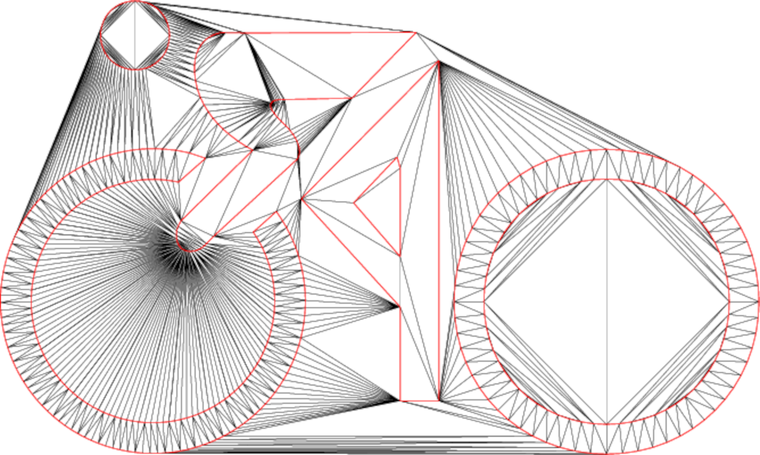 A 2D Delaunay triangulation with constraint segments