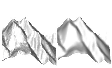 Mesh Smoothing: Weighted laplacian is applied to a lifted triangulation
