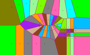 2D voronoi diagram derived from a Delaunay triangulation