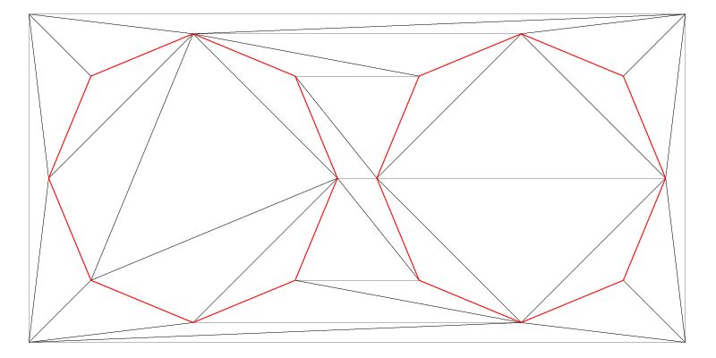 Delaunay triangulation with two polygons (constraint edges)