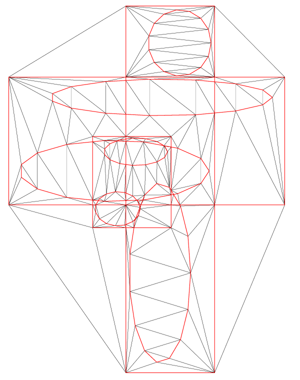 Constrained Delaunay Triangulation of 3 Zone Boundaries