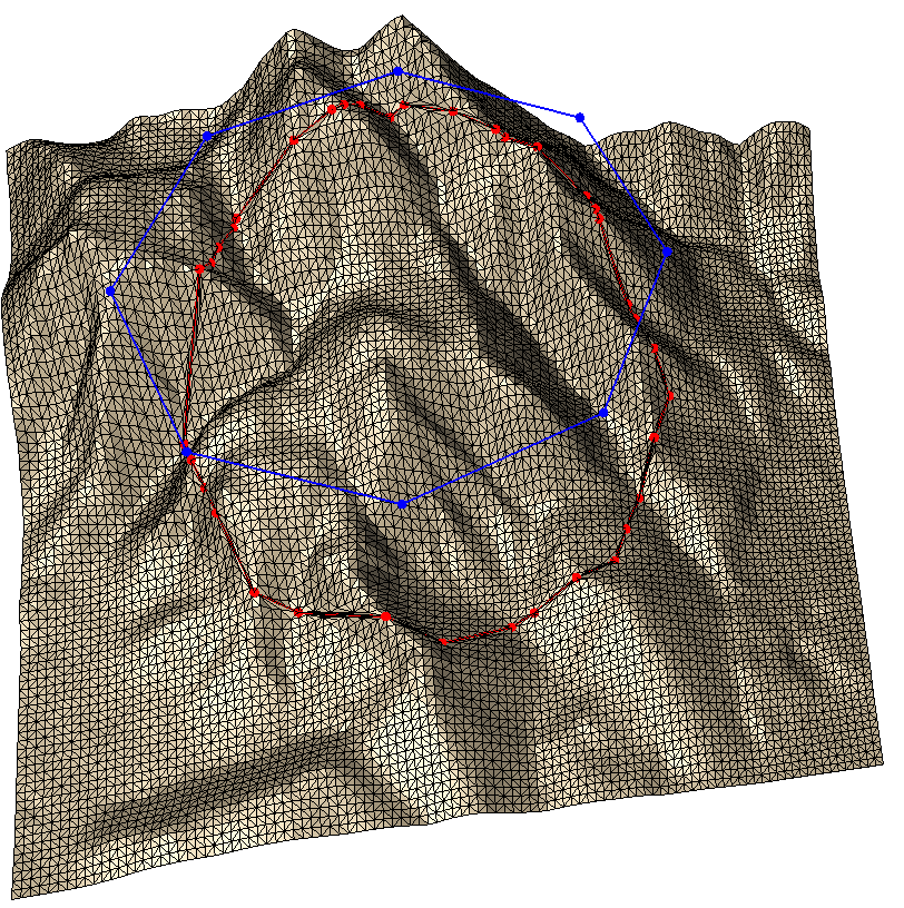 Breakline insertion without subdivision, with draping