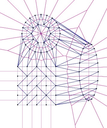 A Voronoi diagram and its dual Delaunay triangulation