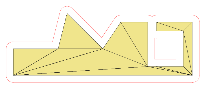 Polygon with circular arcs that have not been merged.
